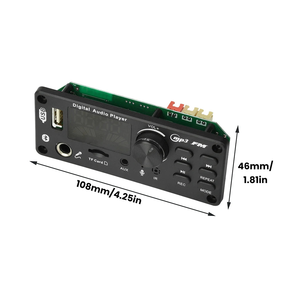 DC 7-24V MP3 Audio Decoder Module Bluetooth 5.0 Lossless Amplifier Decoder Board Music Playback Volume Controller 87.5-107.5MHz