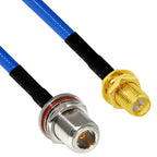1PC SMA Male Female RP Angle to N Type Plug Jack Panel Mount Pigtail Cable RG402.141" Blue Jacket 20cm/50cm/100cm