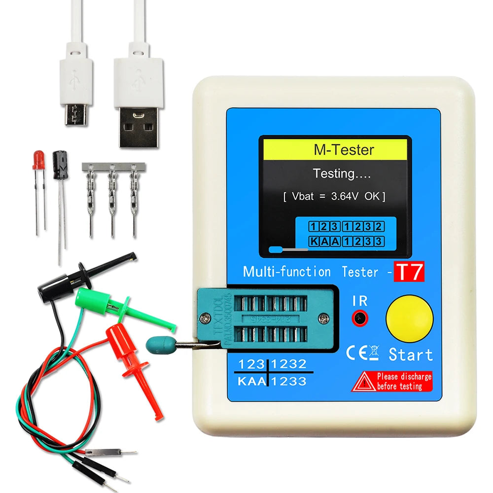 LCR-TC1 LCR-T7 T10H Transistor Tester Multimeter Colorful Display TFT For Diode Triode MOS/PNP/NPN Capacitor Resistor Transistor