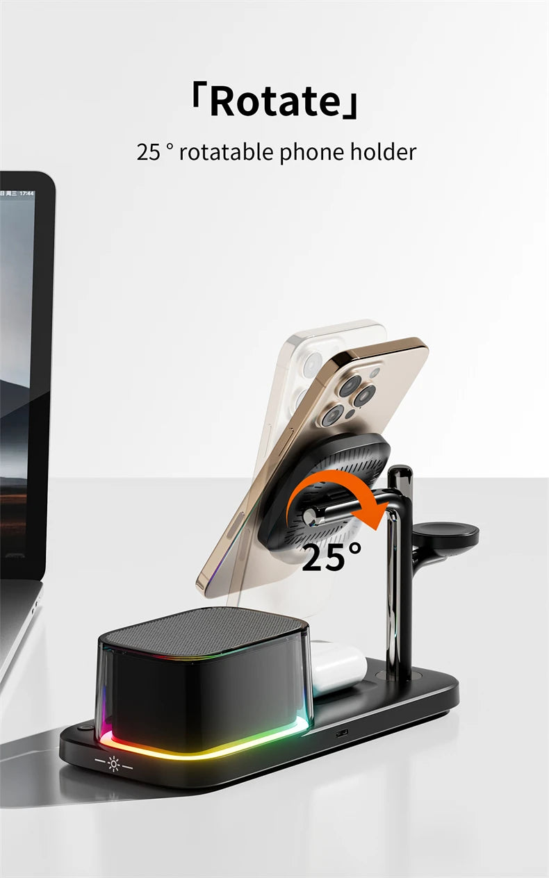 Super Fast QI2.2 25W Magnetic Wireless Charger Station For Galaxy S25/S26 iPhone 17 16 Pro Max Apple& Galaxy Watch Airpods Buds