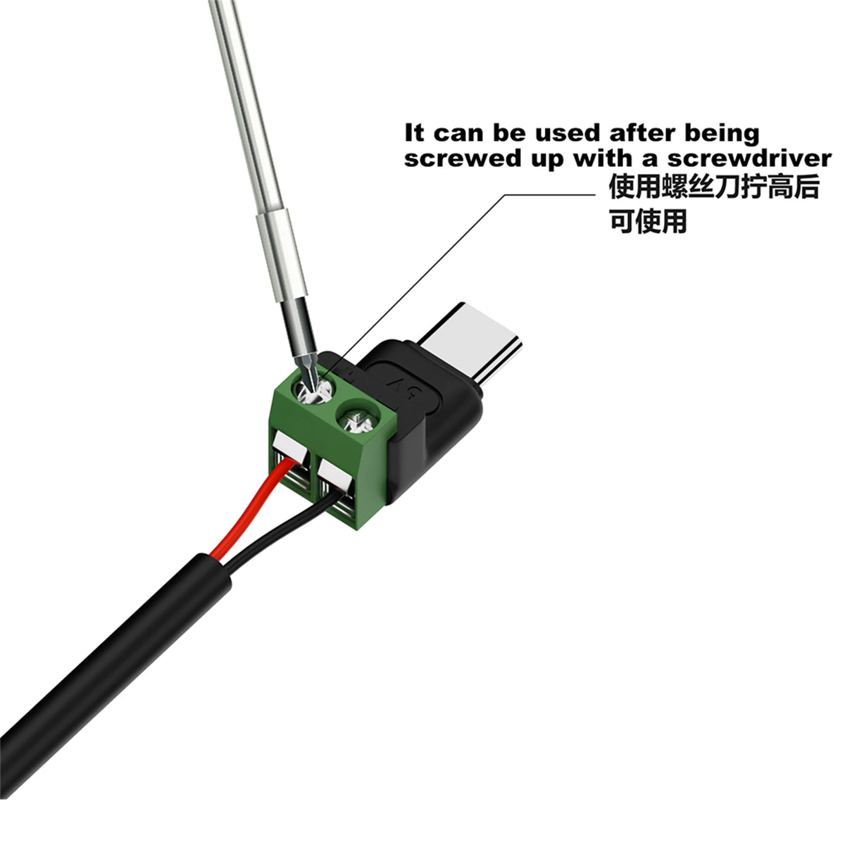 Type C Male Female Micro USB5V/9V/12V To 2Pin No Solder Green Terminal Adapter Quick Connection Head for Charging Phones Tablets