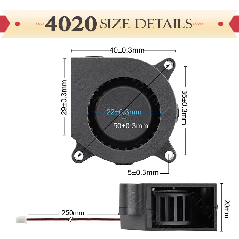 Gdstime 5015 24v Fan 4010 Snail Fan 2PIN DC 5V 12V 3D Printer Mini Fan 7015 7530 Cooling Fan 3010 5020 Turbo Fan Radial Cooler
