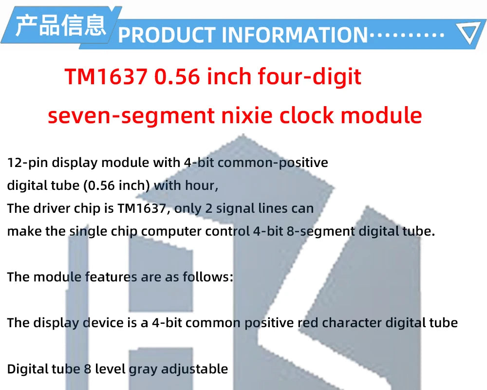TM1637 LED Display Module 4 Digit Time Indicator Tube 7 Segment Digital Indicator Tube 0.56 Inch Digital LED Module