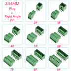 5/10Pcs 15EDG 2.54 mm KF2EDG PCB Screw Terminal Block Connector Right Angle/Straight Needle Plug Pin Header Socket 2/3/4/10 Pin