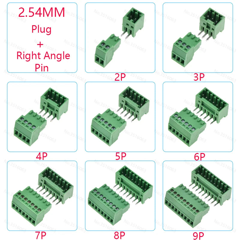 10PCS 2.54/3.81/5.08MM 2EDG 15EDG 2/3/4/5/6/7/8 Pin Screw Terminal Block Connector Pitch Plug+Straight/Curved Needle Pin Socket