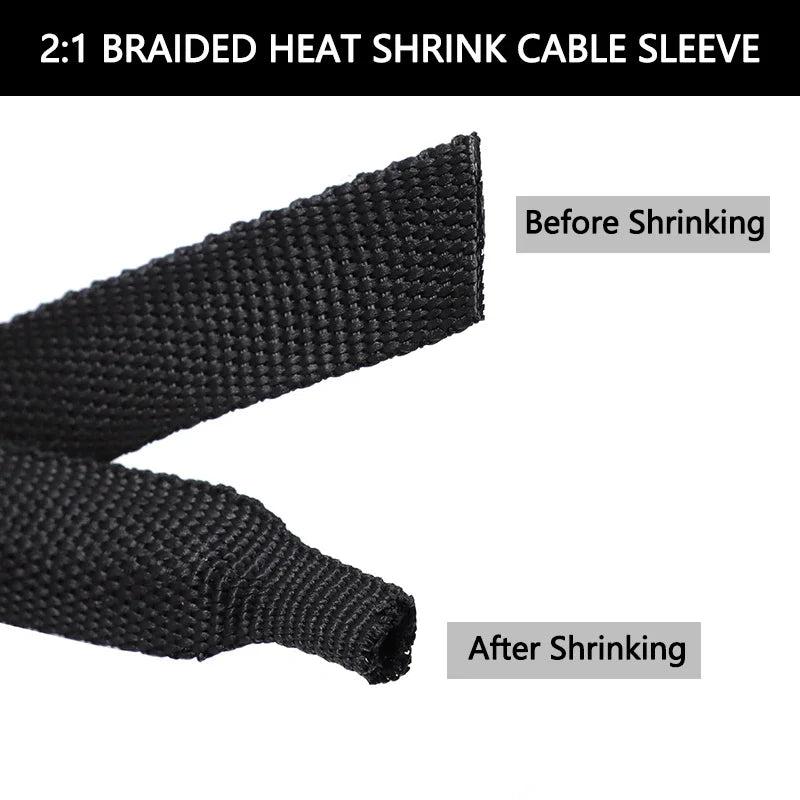 1~50m PET Braided Cable Sleeve Heat Shrink Tube Insulation Flam Retardant Shrinkable Wire Wrap Sheath Protection Cable Organizer