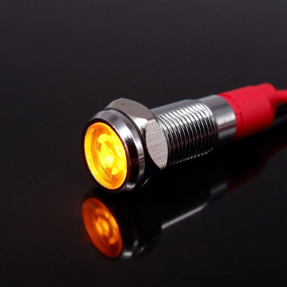 6mm Metal Indicator Light LED Warning Signal Lamp Pilot Wires Switch 3V 5V 12V 24V 220V Red Orange Blue Green White With Wire