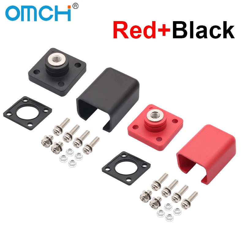 OMCH Red/Black Through Wall Type Copper Terminal Connector 120A 200A High-Current Lithium Battery Energy Storage Terminal