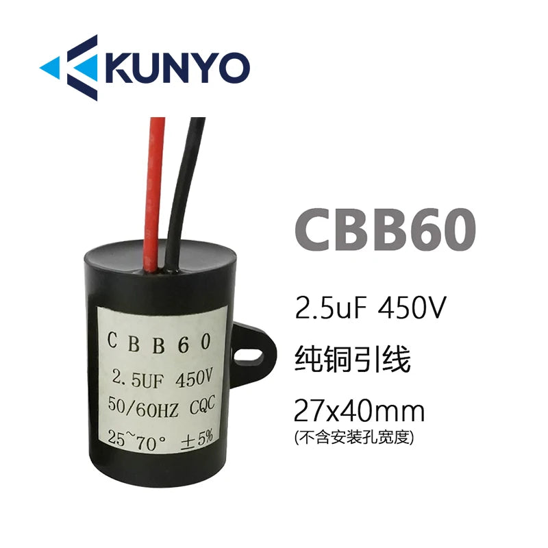 1PCS CBB60 450V Starting Capacitor Motor Run Capacitors 4UF-60UF 4 Pin with Screws for Electric Motor/washing Machine 10uf 20uf