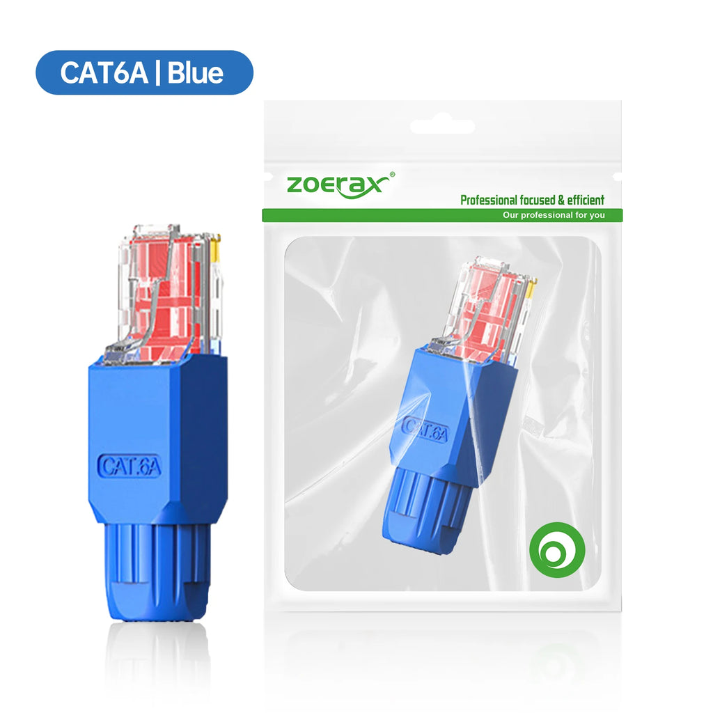 2PCS RJ45 CAT6A CAT6 Connector, ZoeRax Tool Free Ethernet Termination Plugs, 23AWG to 26AWG Cable Internet Plug Toolless
