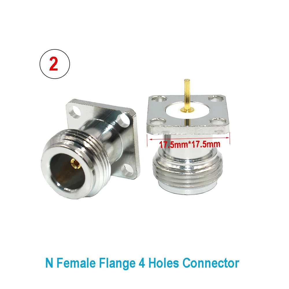 1PCS L16 N/Q9 BNC/TNC/UHF Flange Connector Male Plug/Female Jack 4-Holes Flange Panel Chassis Mount Coaxial Solder Nickel Plated