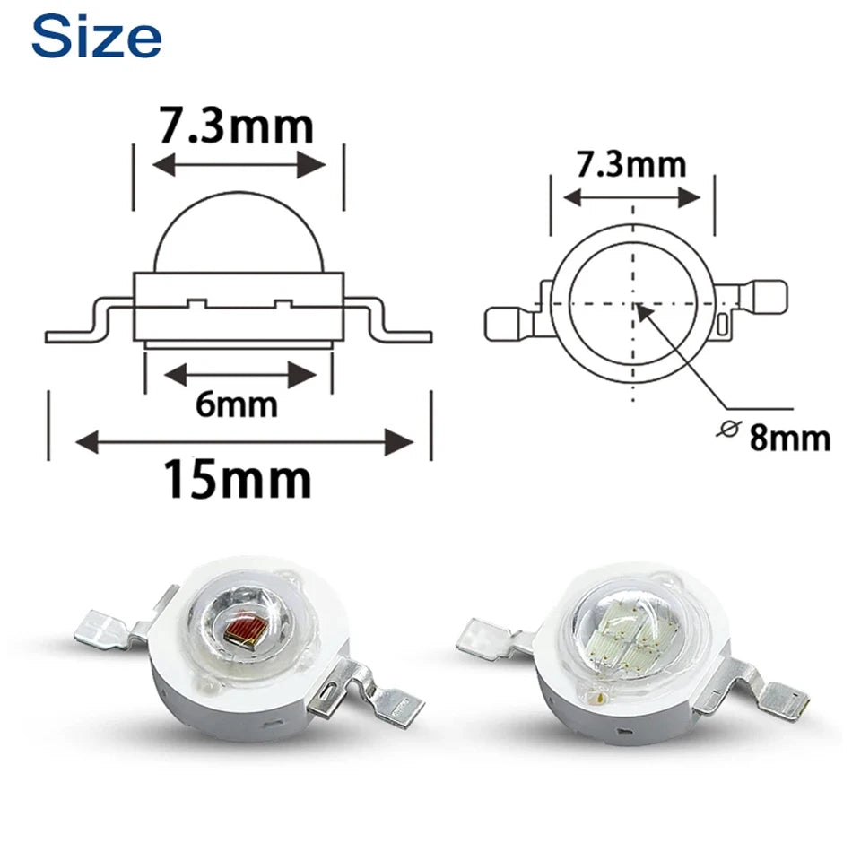 10-100pcs 1W 3W High Power LED Light-Emitting Diode LEDs Chip SMD Warm White Red Green Blue Yellow SpotLight Downlight Lamp Bulb