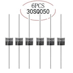 SAMIROB 6PCS 30SQ050 Schottky Diode 30A 50V Axial for Solar Panel Parallel Reflow Protection