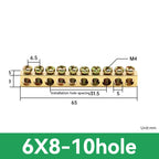 1 PCS Multi Specification Brass Ground Strip 5/6/7/8/9/10/12/15/20 Hole Brass Rod Grounding Terminal Ground Bar Terminal Strip