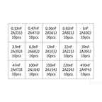 150Pcs 15 Values Polyester Film Capacitor Kit 2A331J 2A471J 2A102J 2A103J 2A223J 2A104J For DIY Soldering PCB Repair