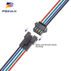 5PCS JST SM 2/3/4/5/6Pins 2.54MM Plug Male to Female Wire Connector Cable Pigtail Plug LED Connecting line 20cm Long