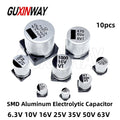 10PCS SMD Aluminum Electrolytic Capacitor 6.3V 10V 16V 25V 35V 50V 1UF 2.2UF 10UF 22UF 47UF 100UF 220UF 470UF 1000UF