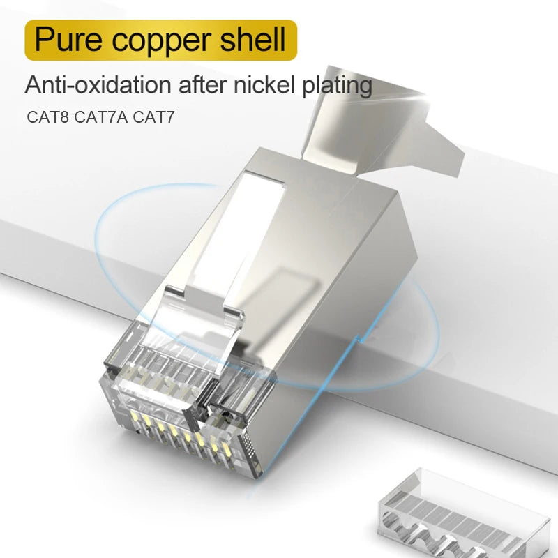 Xintylink CAT7 RJ45 Connector RJ RG45 Ethernet Cable Plug CAT8 8P8C FTP STP Shielded CAT6A Network SFTP LAN 10/50/100pcs