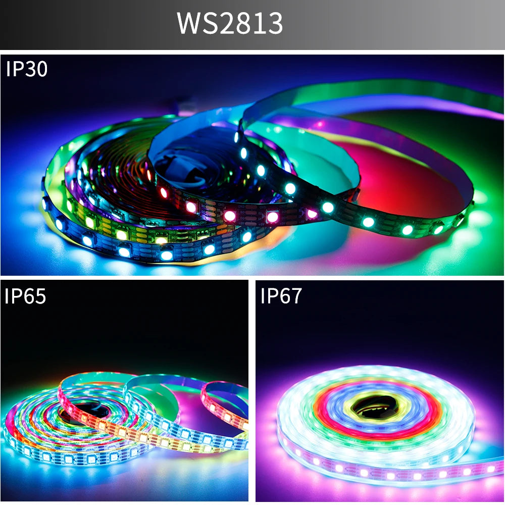 WS2811 WS2812B WS2815 WS2815 RGB LED Strip WS2812 Individually Addressable 30/60/144Pixels/Leds/m Tape Light IP30/65/67 DC5V/12V