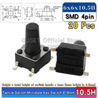 20pcs SMD Tactile Switch 6*6*4.3mm 6x6x5/6/7/8/9/10/11/12/13/14mm 6X6 4-Pin SMT Induction Oven Touch Tactile Button Micro Switch