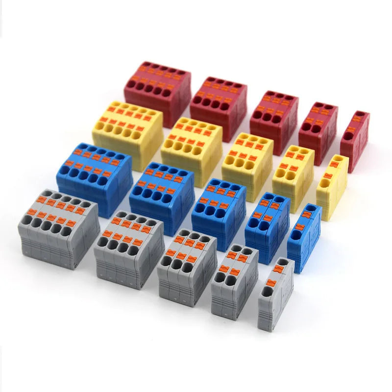 Wire Electrical Cable Wiring Connectors Push-in Terminal Block Multiple In Multiple Out Mount On Din Rail DIY Splicing
