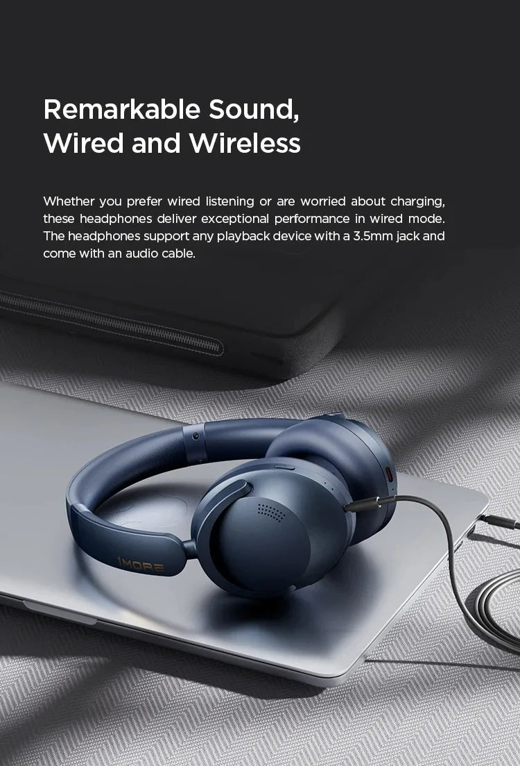 1MORE SonoFlow Pro HQ51 ANC Headphones Bluetooth 5.4 Hi-Res LDAC 40mm DLC Driver 42dB QuietMax ANC 100H Battery Over-Ear Headset
