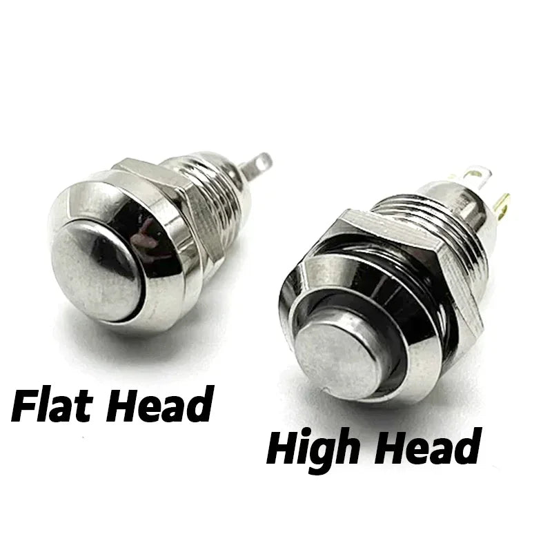 12/16/19/22mm Waterproof Metal Button High Flat head Switch LED Light Momentary Latching 12V 24V 220V Various Colors To Choose