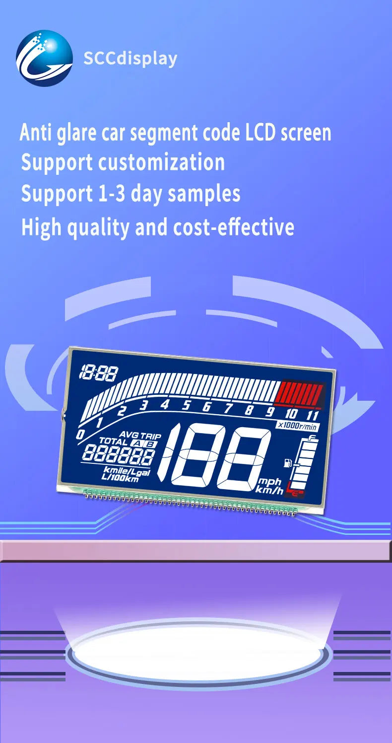 Wholesale Customization SJXDGN075 Wide Temperature Digital Display LCD Screen HTN Anti Glare Segment Code Screen for Motorcycles