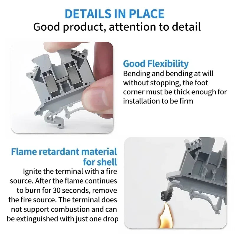 20/50/100Pcs UK - 2.5B Din Rail Terminal Block Electrical Conductor Universal Screw Connection Terminal Strip 2.5mm²