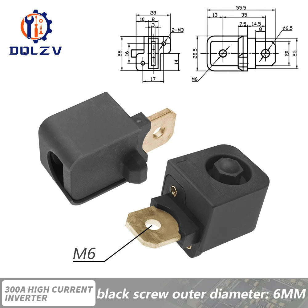 M6/M8 high current 300A power terminals square red/black for lithium battery inverter solar power terminals connectors
