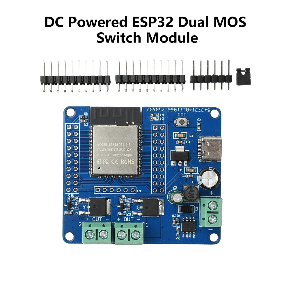 DC 5-60V 2/4 Way Mos Switch Module On-Board Esp32-32E Module Wifi Bluetooth ESP Development Board Type C