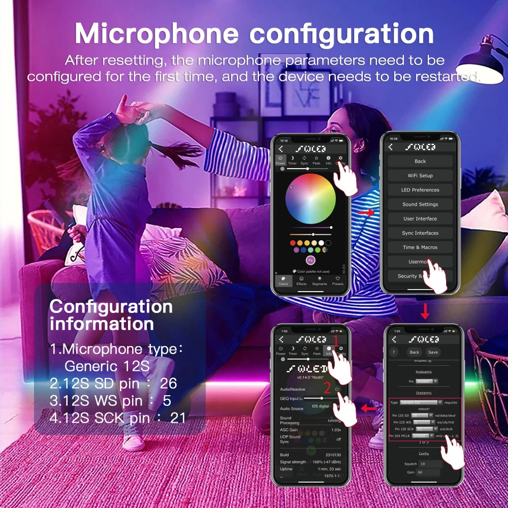 GLEDOPTO WLED LED Controller ESP32 Mic Music UART RGB IC Digital Lights Addressable String Lighting WS2811 WS2812B WS2815 SK6812