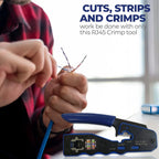 Natalink RJ45 Crimping Tool Pass Through Crimper Wire Stripper Cutter for Cat6A Cat6 Cat5 8P8C rj45 cable stripper tool Connecto