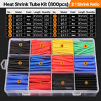 GREENER 127/580/800pcs 2:1 Heat Shrink Tubing Kit Polyolefin Colorful Flame Retardant Waterproof Wire Cable Sleeve For Home DIY