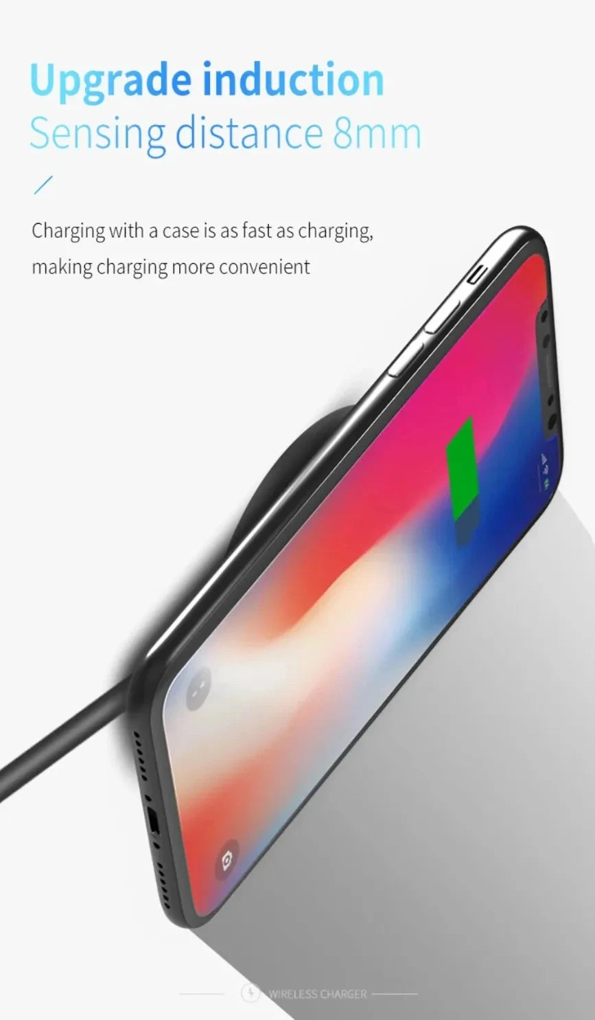 15W Ultra Thin Wireless Charger, Fast Qi Charging Pad with Compact 6cm Size, Lightweight Portable Design for Desk Bedroom Trave