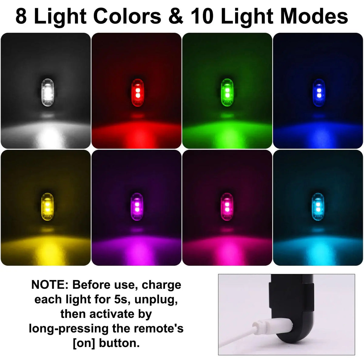 2/4/6/8 pcs LED Aircraft Strobe Lights Remote Control 8 Colors Anti-Collision LED Lights for Car Motorcycle Drone Aircraft Bike
