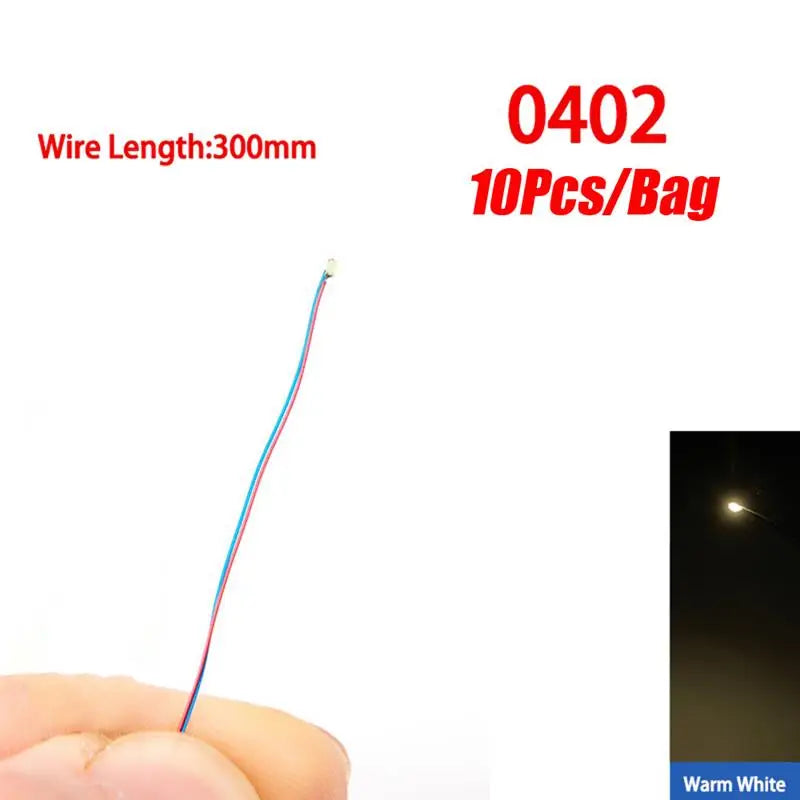 10Pcs/Set DIY Model Kits LED 0402 0603 0805 1206 SMD Lamp Wired Micro LED Chip 3V 30cm Pre-Soldered Miniature Scenes Toy Lights