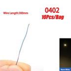10Pcs/Set DIY Model Kits LED 0402 0603 0805 1206 SMD Lamp Wired Micro LED Chip 3V 30cm Pre-Soldered Miniature Scenes Toy Lights