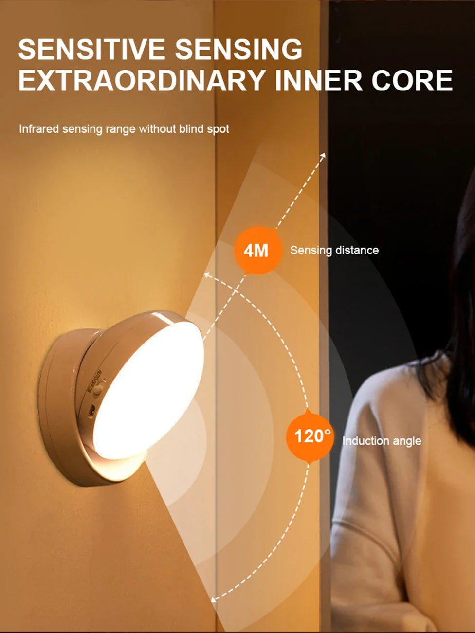 Night Light USB Motion Sensor Charging Round Energy-saving LED Lamp Bedroom Light Corridor Home Bathroom Wall Lights Night Light