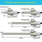 1PCS SHT40 SHT30 SHT20 SHTC3 Digital Temperature Sensor Stainless Steel Probe with G 1/2 Thread I2C IIC Interface