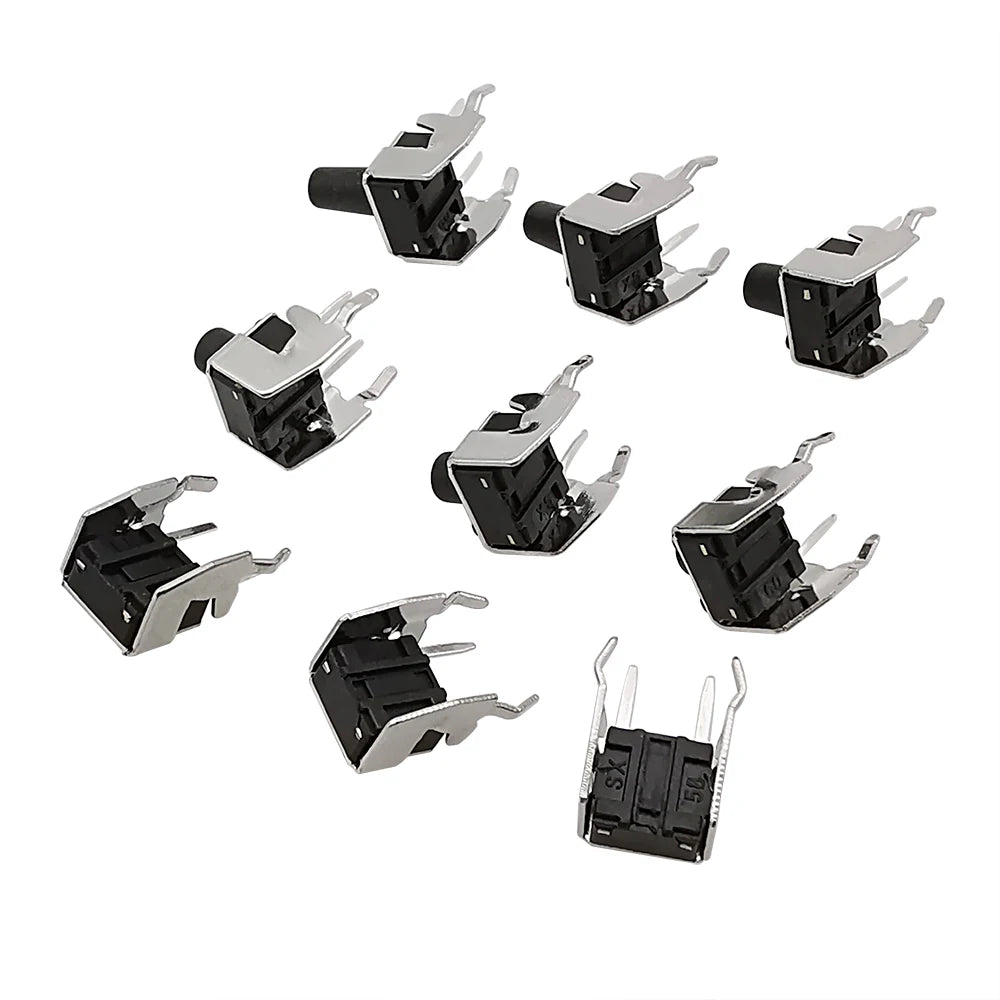 20Pcs 6x6 PCB Momentary Tactile Tact Push Button 4-Pin Self-reset Switch Right Angle With stent 6*6*4.3/4.5/5/6/7/7.5/8/9/10mm