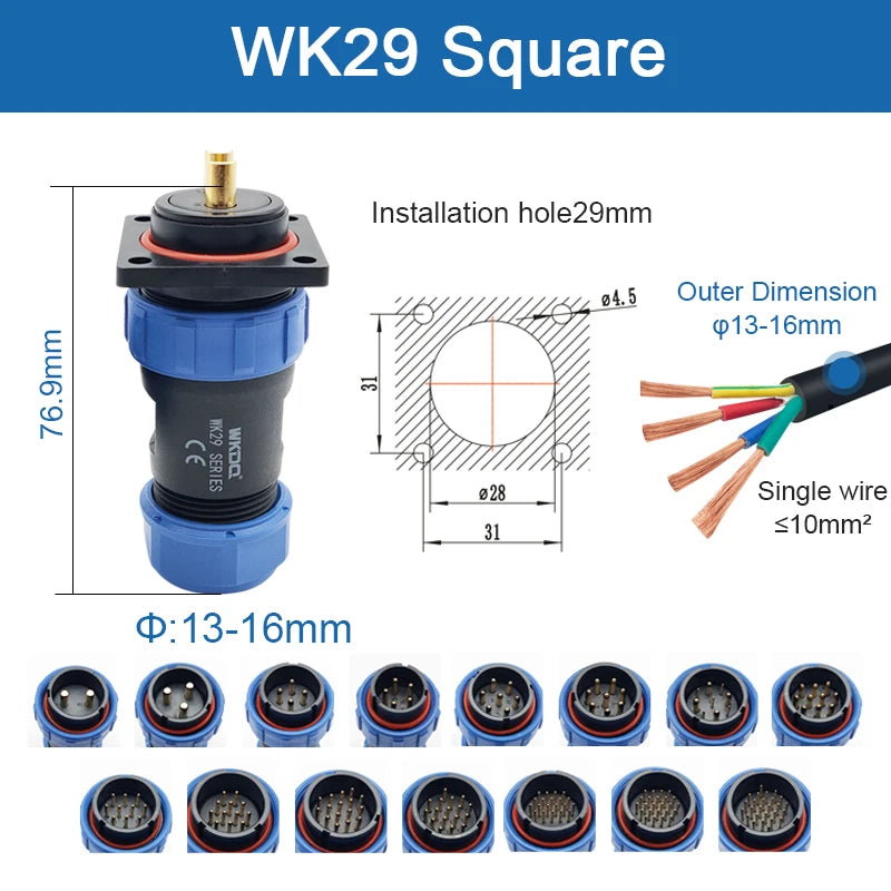 SP11 Tin Soldering Waterproof Connector IP68 Male Plug&Female Socket Rear-nut Docking Panel Mount 2/3/4/5 Pin Cable Wire Connect