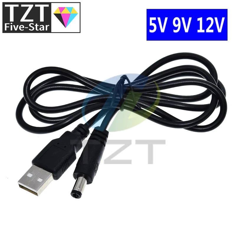 TZT 1/3PCS USB Power Boost Line DC 5V to DC 9V / 12V Step UP Module USB Converter Adapter Router Cable 2.1x5.5mm Plug