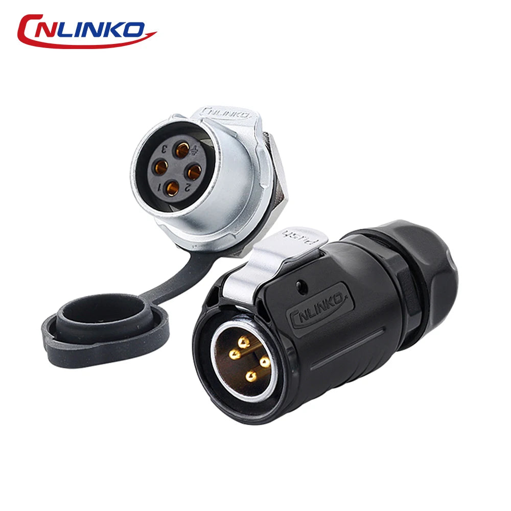 CNLINKO LP20 2/3/4 Pin IP68 Waterproof Quick Circular Connector Panel Mount Electrical Power Connector for Outdoor Eqiupments