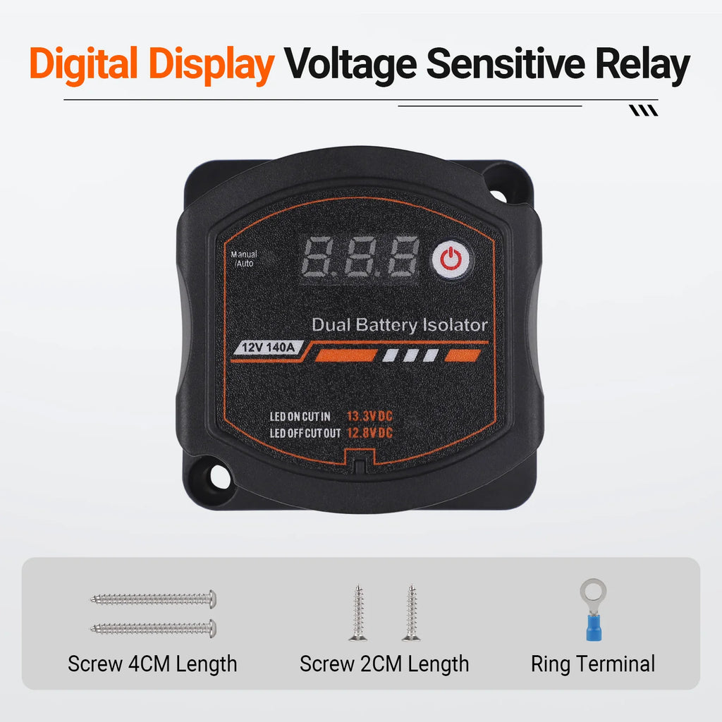 CSPEED Smart Dual Battery Isolator 12V 140A Waterproof Digital Voltage Sensitive Relay VSR Switch For Car Camper UTV Boat Marine