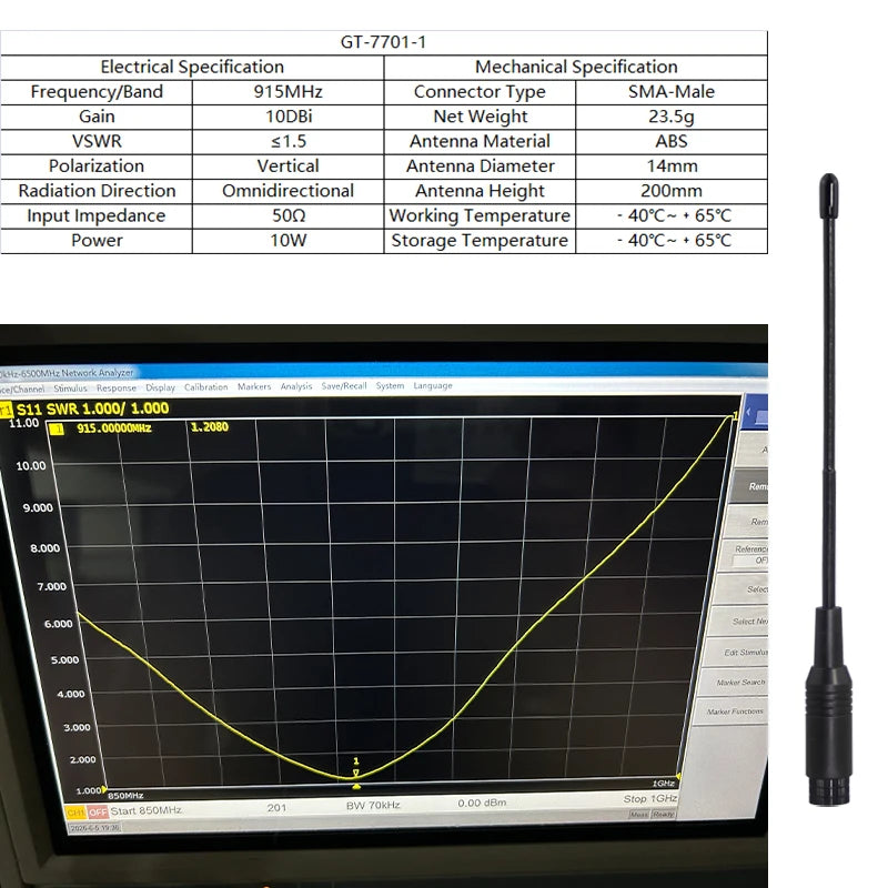 GIZONT LoRa 915MHz Antenna 17CM For MeshTastic LoRaWan 902-928MHz 20CM SMA Flexible Whip Antenna 40CM Enhanced Antenna