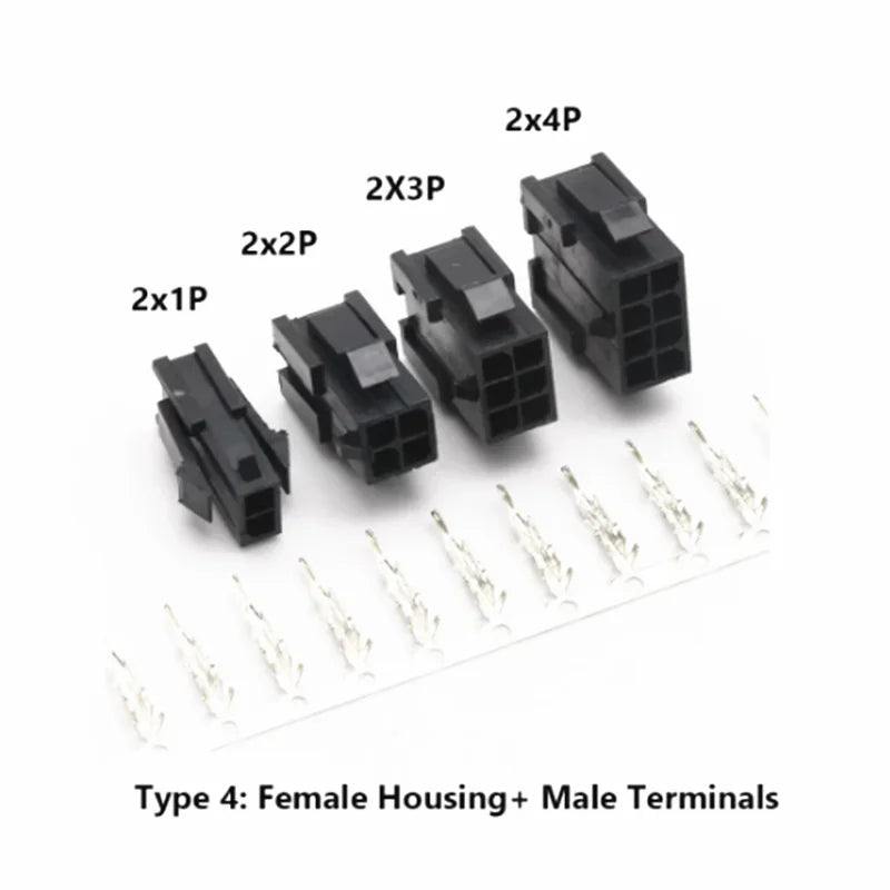 10sets Micro-Fit 3.0 3.0mm Pitch Connector Double row 2P 4P 6P 8P - 24Pin Mini 5557/43020 Housing Receptacle Terminals