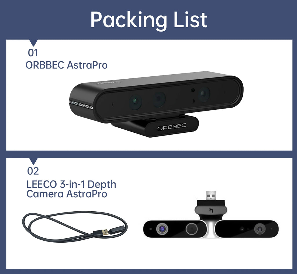 ORBBEC ASTRA Pro 3D Depth Camera Module 0.6-8M Range For AI Robot Raspberry PI Drones Development Face Recognition With ROS1ROS2