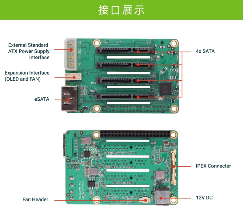 Penta SATA expansion board for various SBC Raspberry Pi, mini NAS