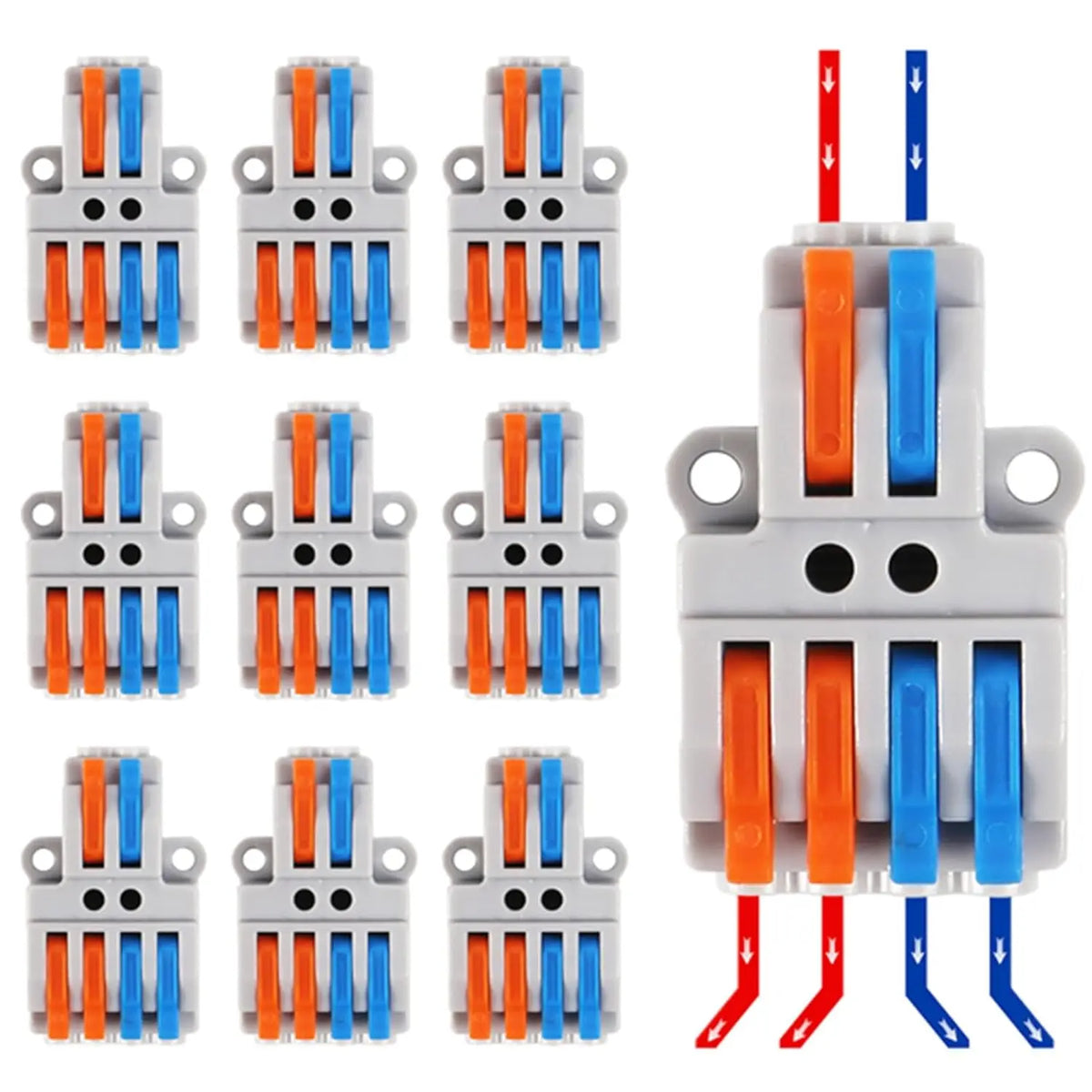 10 pcs Lever Wire Connectors Quick Wiring Cable Connector Splicing Wire Connectors Push-in Conductor Screw Terminals Block